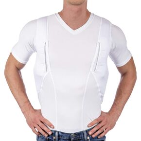 Concealed Carry Holster Shirt | Secure Velcro Pocket with Large Storage | Mens V-Neck