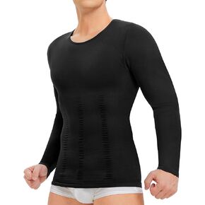 TAILONG Long Sleeve Compression Shirts for Mens Shapewear Body Shaper Slimming Undershirt Athletic Workout Shirt