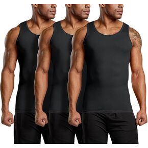 ATHLIO 3 Pack Men's Cool Dry Compression Sleeveless Tank Top, Sports Running Basketball Workout Base Layer