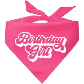 Birthday Girl Retro Theme Dog Bandana (Assorted Colors)