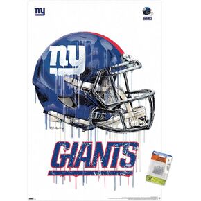 Trends International NFL New York Giants - Drip Helmet 20 Wall Poster, 22.37" x 34.00", Poster & Push Pin Bundle