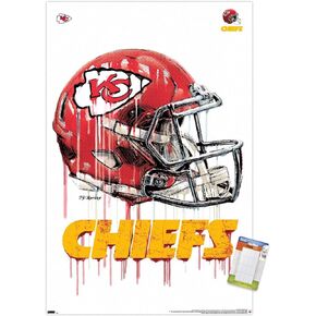 Trends International NFL Kansas City Chiefs - Drip Helmet 20 Wall Poster, 22.375" x 34", Poster & Mount Bundle