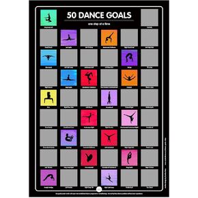 Creative Hero 50 Dance Goals Scratch Off Poster - Jazz Dancer, Acro and Gymnastics Gifts - Motivational for your Dancer, Gymnast and Acrobat - 16.5" x 23.4" unframed