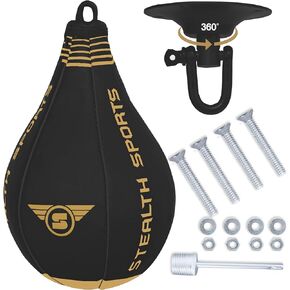 Speed Ball Boxing – MMA Speed Bag & Hanging Swivel Kit for Boxing Training – Punching Bag for Muay Thai, Kickboxing, Martial Arts, Reflex and Speed Training Striking Bag