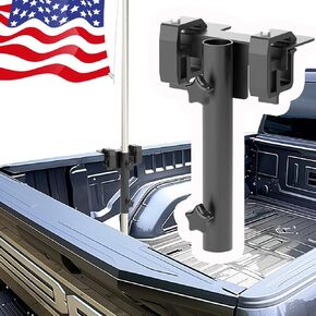 No Drilling Side Flag Pole Mount Kit for Truck Bed,Universal Black Flagpole Holder Fit Up to 1.5" Pole,Most Stable Flag Pole Mount for Truck Bed