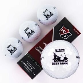 Wilson Sleeve of 3 Personalized Golf Balls for Men, Groomsmen Gift, Father of The Bride Gifts, Custom Design for Groomsmen, Officiant, Ushers, Best Man Golf Balls