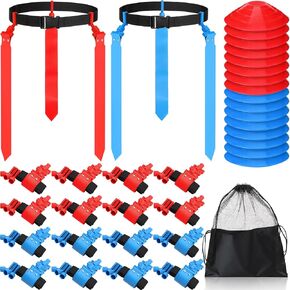 Flag Football Set 16 Player Flag Football Belts and Flags Set for Kid Adult Players Outdoor Sport Training Set
