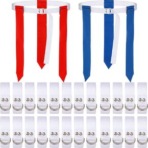24 Player Adjustable Flag Football Belts Flag Football Set Football Training Equipment for Youth with 3 Flags Per Belt for Kids Adults Players, 36 Red and 36 Blue Flags