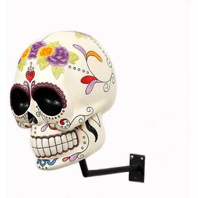 Flower Skull Helmet Rack, Motorcycle Skull Helmet Holder, Helmet Storage Rack Wall Mount Hat Rack Skull Helmet Rack, Helmet Storage Rack Wall Mount Hat Rack