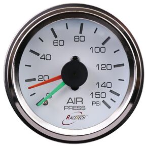 52mm 2-1/16" Mechanical Dual Air Suspension Gauge(0~150PSI) with White Face/Chrome Rim