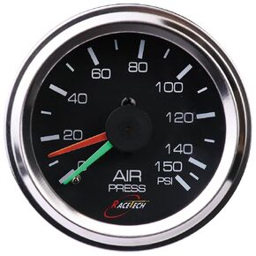 52mm 2-1/16" Mechanical Dual Air Suspension Gauge(0~150PSI) with Black Face/Chrome Rim
