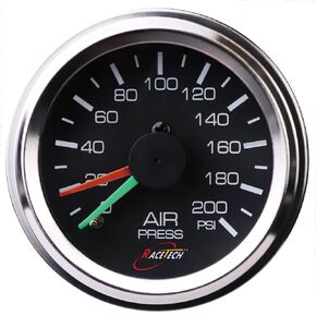 52mm 2-1/16" Mechanical Dual Air Suspension Gauge(0~200PSI) with Black Face/Chrome Rim