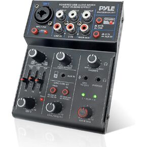Pyle Professional Wireless DJ Audio Mixer - 3-Channel Bluetooth DJ Controller Sound Mixer w/USB Audio Interface, Combo Jack XLR+6.35mm Mic/Line/Guitar In, 3.5mm, RCA, AUX, Headphone Jack