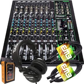 ماكي ProFX12v3 خلاط 12 قناة مع تأثيرات مدمجة وUSB + سماعة رأس احترافية مع زوج من كابل EMB XLR وحزمة حامل هاتف مغناطيسي الجاذبية، TH02 (2)+M in Kuwait