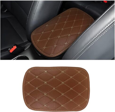 Auto Center Console Pad, PU Leather Car Armrest Seat Box Cover, Waterproof Center Console Box Cushion, Non Slip Soft Vehicle Armrest Protector, Car Accessories for SUV, Truck, Car (Coffee/Beige) in Saudi Arabia