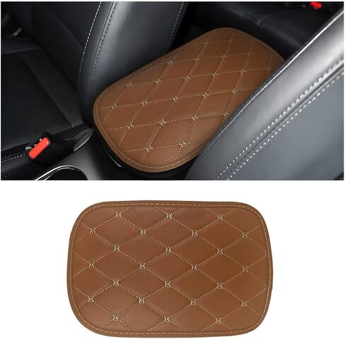 Auto Center Console Pad, PU Leather Car Armrest Seat Box Cover, Waterproof Center Console Box Cushion, Non Slip Soft Vehicle Armrest Protector, Car Accessories for SUV, Truck, Car (Coffee/Beige) in Saudi Arabia