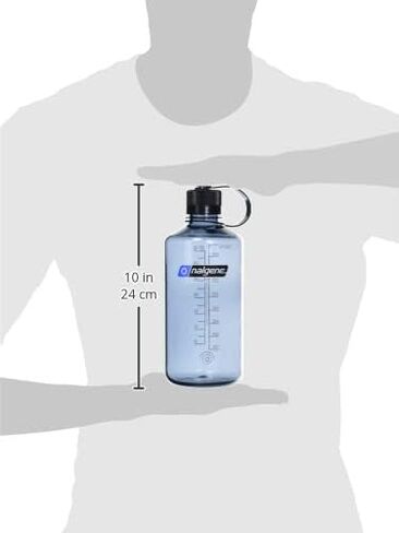 زجاجة مياه Nalgene Sustain Tritan خالية من مادة BPA مصنوعة من مواد مشتقة من 50% من النفايات البلاستيكية، 32 أونصة، فم ضيق، رمادي in Kuwait