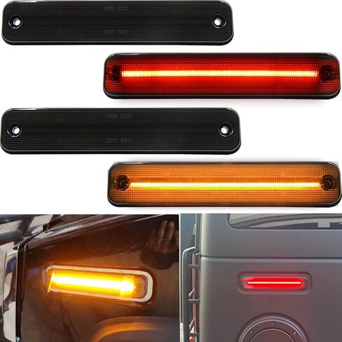 H2 SUT LED سقف الكابينة دخان عدسة ضوء أطقم ل 2003-2009 هامر H2 و 2005 و 2007-2009 هامر H2 SUT أعلى التخليص ماركر أضواء الأسود المدخن عدسة العنبر/الأحمر LED الجبهة الخلفية OEM استبدال مصابيح الهالوجين in Kuwait