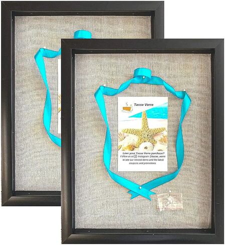 Tasse Verre 15x12 Shadow Box Frame with Linen Background, 8 Stick Pins, Deep Display Box for Art, Memorabilia, Medals, Wedding Memories, Baby Items, Tickets, and More, Set of 2 (12" x 15", Black) in Saudi Arabia