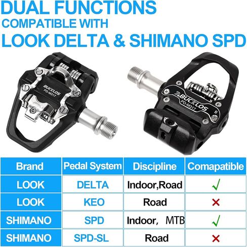 BUCKLOS Look Delta, SPD Spin Bike Bicycle Pedals - Compatible with Peloton & Shimano SPD Fit Road Bike/Indoor Cycling Exercise (9/16'' Clip Pedal) in Saudi Arabia