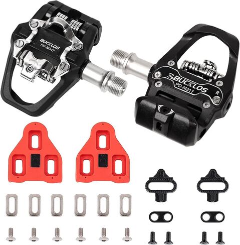 BUCKLOS Look Delta, SPD Spin Bike Bicycle Pedals - Compatible with Peloton & Shimano SPD Fit Road Bike/Indoor Cycling Exercise (9/16'' Clip Pedal) in Saudi Arabia