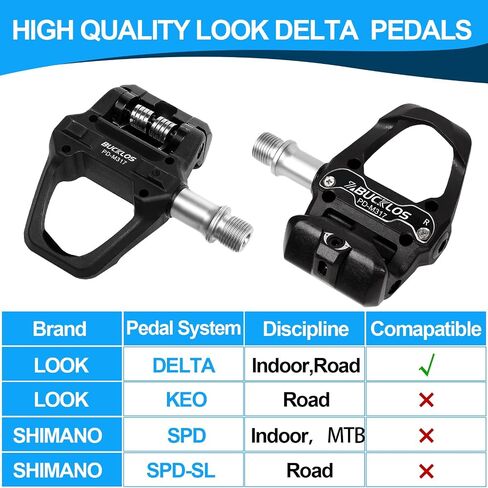 BUCKLOS Look Delta, SPD Spin Bike Bicycle Pedals - Compatible with Peloton & Shimano SPD Fit Road Bike/Indoor Cycling Exercise (9/16'' Clip Pedal) in Saudi Arabia