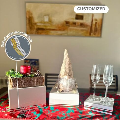 Acrylic Risers - MORE BIGGER - Set Of 3 Solid Gloss 5-sided White Acrylic Boxes For Display With Hollow Bottoms - Perfect For Food Stands, Party, Buffet, Weddings, Events, Display - , in Saudi Arabia