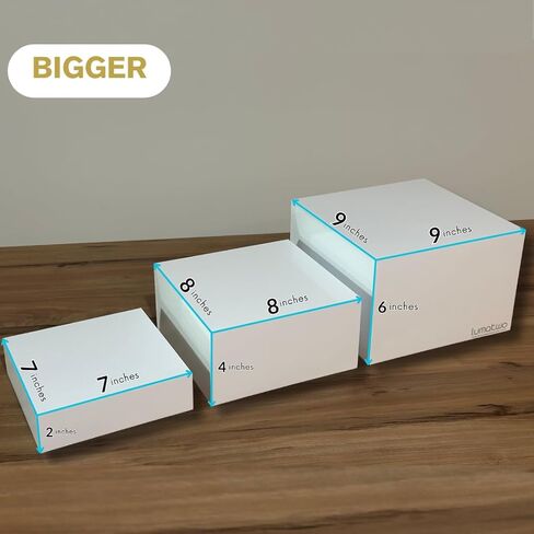 Acrylic Risers - MORE BIGGER - Set Of 3 Solid Gloss 5-sided White Acrylic Boxes For Display With Hollow Bottoms - Perfect For Food Stands, Party, Buffet, Weddings, Events, Display - , in Saudi Arabia