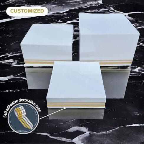 Acrylic Risers - MORE BIGGER - Set Of 3 Solid Gloss 5-sided White Acrylic Boxes For Display With Hollow Bottoms - Perfect For Food Stands, Party, Buffet, Weddings, Events, Display - , in Saudi Arabia