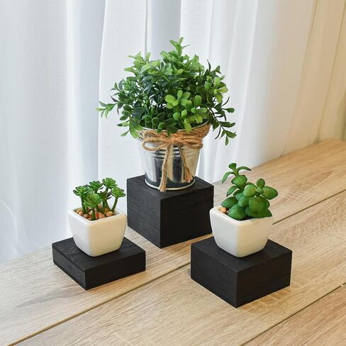 MOOCA Customizable Wooden Display Risers Set - 3 Different Height Stands for Jewelry, Watches, Cosmetics, and Accessory, Antique White Color in Saudi Arabia