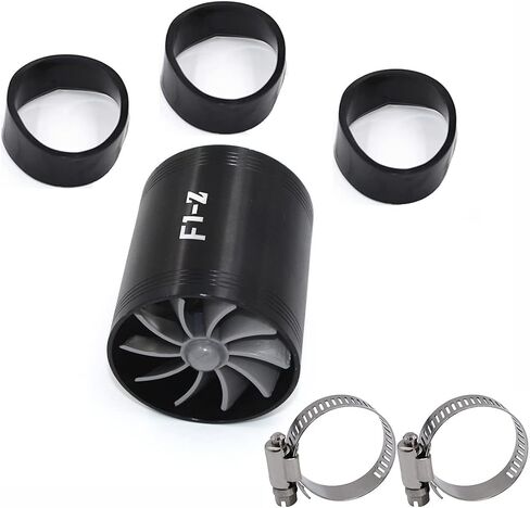 2.5" F1-Z Car Air Intake Turbonator , Dual Fan Turbine Super Gas Fuel Saver Turbo (Black) in Saudi Arabia
