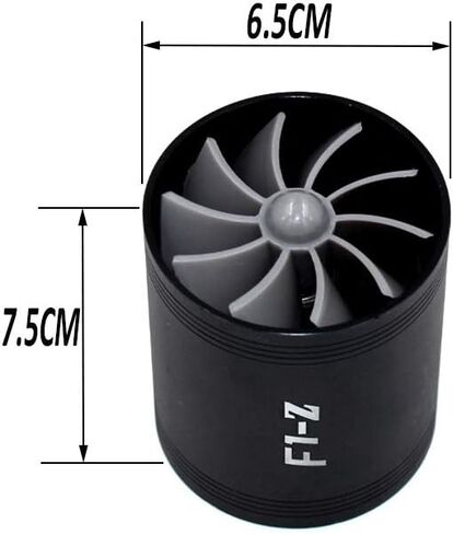 2.5" F1-Z Car Air Intake Turbonator , Dual Fan Turbine Super Gas Fuel Saver Turbo (Black) in Saudi Arabia