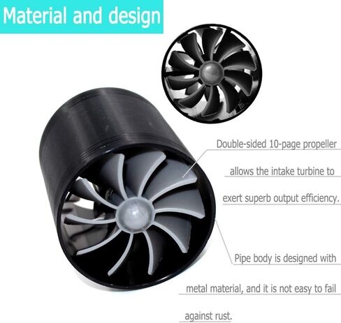 2.5" F1-Z Car Air Intake Turbonator , Dual Fan Turbine Super Gas Fuel Saver Turbo (Black) in Saudi Arabia