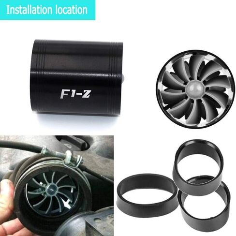 2.5" F1-Z Car Air Intake Turbonator , Dual Fan Turbine Super Gas Fuel Saver Turbo (Black) in Saudi Arabia