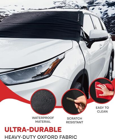 غطاء الزجاج الأمامي من SHINEMATIX للثلج والثلج - مانع للثلوج والصقيع في الشتاء - واقي نافذة أمامي مقاوم للماء والرياح لشاحنة السيارة الدفع الرباعي (أسود، كبير - 74 × 43 بوصة) in Kuwait