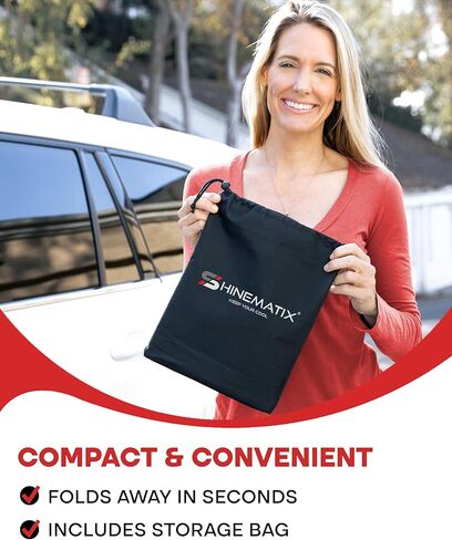 غطاء الزجاج الأمامي من SHINEMATIX للثلج والثلج - مانع للثلوج والصقيع في الشتاء - واقي نافذة أمامي مقاوم للماء والرياح لشاحنة السيارة الدفع الرباعي (أسود، كبير - 74 × 43 بوصة) in Kuwait