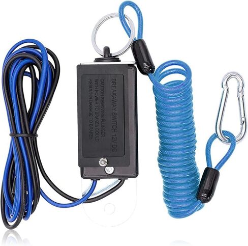 مفتاح فصل المقطورة RVpligo، كابل ملفوف أزرق قابل للفصل بطول 6 أقدام مع مفتاح فرامل كهربائي، مفتاح فصل لفرامل المقطورة، يناسب مقطورة سحب RV in Kuwait