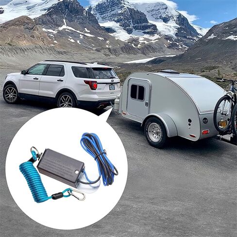 مفتاح فصل المقطورة RVpligo، كابل ملفوف أزرق قابل للفصل بطول 6 أقدام مع مفتاح فرامل كهربائي، مفتاح فصل لفرامل المقطورة، يناسب مقطورة سحب RV in Kuwait