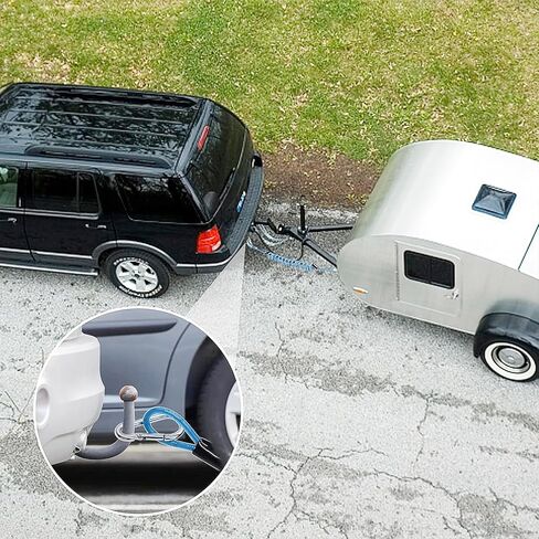 مفتاح فصل المقطورة RVpligo، كابل ملفوف أزرق قابل للفصل بطول 6 أقدام مع مفتاح فرامل كهربائي، مفتاح فصل لفرامل المقطورة، يناسب مقطورة سحب RV in Kuwait