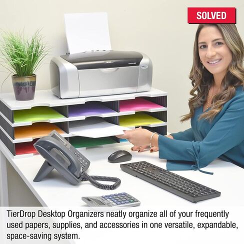 Ultimate Office TierDrop منظم المستندات والنماذج والبريد وفارز الفصل الدراسي. 24 حجرة بحجم الحروف مع طبقات إضافية اختيارية لسهولة التوسيع - رمادي مع أسود in Kuwait