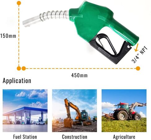 60L/min Big Flow Rate Aluminum Alloy 3/4 Inch NPT Green Automatic Shut Off Fuel Nozzle for Diesel Kerosene Biodiesel in Saudi Arabia