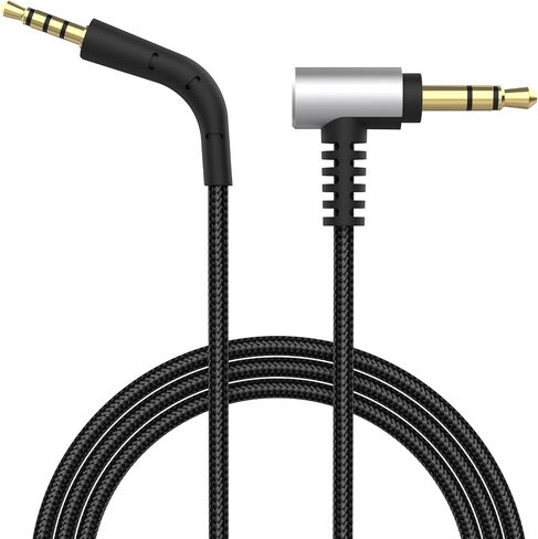 3.5mm Headphone Stereo Audio Cable Cord Compatible with Bowers & Wilkins P7,Replacement 90 Degree 1/8" 3.5mm TRS Jack Male to Male Stereo Aux Audio Cord for B&W,Nylon Braided,4ft(Black) in Saudi Arabia