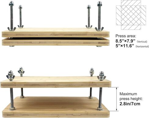 مكبس الكتب الخشبي والخيزران المحمول، طقم تجليد الكتب بالضغط، لوازم تجليد الكتب (11.6 بوصة × 7.9 بوصة) in Kuwait