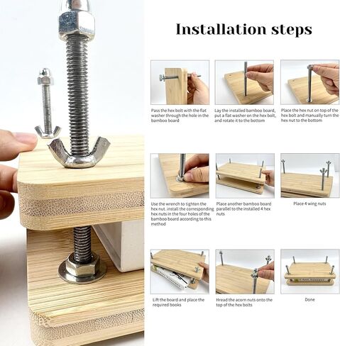 مكبس الكتب الخشبي والخيزران المحمول، طقم تجليد الكتب بالضغط، لوازم تجليد الكتب (11.6 بوصة × 7.9 بوصة) in Kuwait