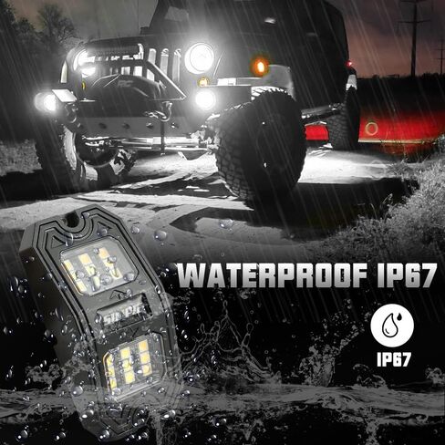 SUNPIE 8 Pods Pure White LED Rock Lights Wide Angle 6000K for Off Road Truck Car ATV UTV SUV Motorcycle Under Body Glow Light Lamp Fender Lighting, Extension Wires Provided in Kuwait