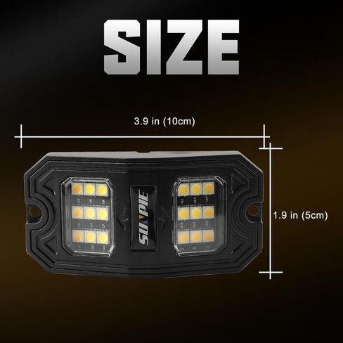 SUNPIE 8 Pods Pure White LED Rock Lights Wide Angle 6000K for Off Road Truck Car ATV UTV SUV Motorcycle Under Body Glow Light Lamp Fender Lighting, Extension Wires Provided in Kuwait