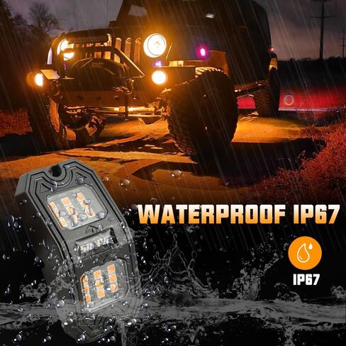 SUNPIE 8 كبسولات بيضاء نقية LED أضواء الصخور زاوية واسعة 6000K للطرق الوعرة شاحنة سيارة ATV UTV SUV دراجة نارية تحت الجسم توهج ضوء مصباح الحاجز الإضاءة، أسلاك التمديد المقدمة in Saudi Arabia