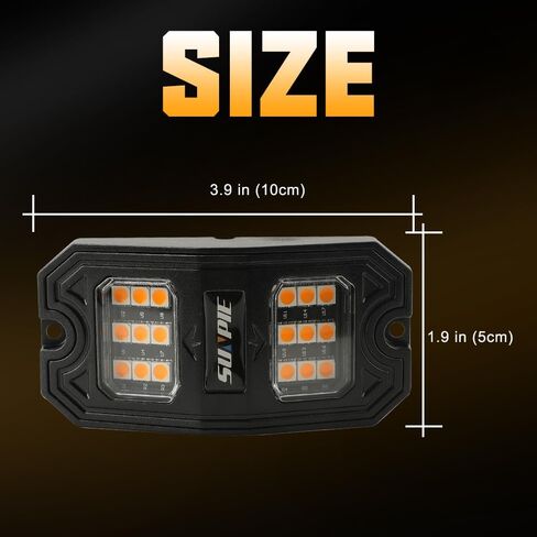 SUNPIE 8 كبسولات بيضاء نقية LED أضواء الصخور زاوية واسعة 6000K للطرق الوعرة شاحنة سيارة ATV UTV SUV دراجة نارية تحت الجسم توهج ضوء مصباح الحاجز الإضاءة، أسلاك التمديد المقدمة in Kuwait