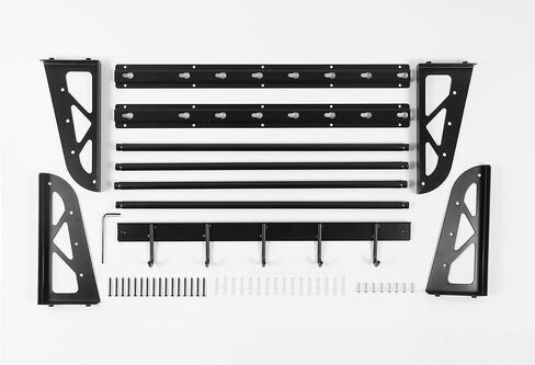 Wallmaster Garage Sports Equipment Organizer Ball Storage Rack Wall Mount Adjustable 2 Layers Steel Black Sports Gear Storage Holder with 5 Hooks in Kuwait