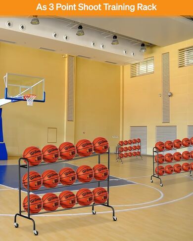 حامل حامل كرة السلة - EXTCCT معدات تدريب الكرة المائلة، عربة تخزين متدحرجة مع عجلات، الرياضات الخارجية، الكرة الطائرة، كرة القدم، منظم كرة السلة، ملحقات كرة السلة in Kuwait